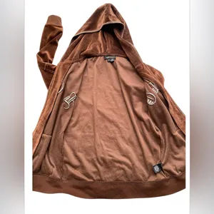 BCBGMaxAzria Brown Boxy Hoodie velour with Relaxed Fit thumbnail 3