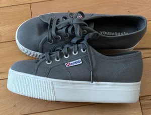 Superga Gray Canvas Platform Sneakers thumbnail 1