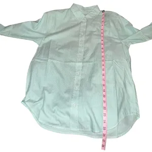 Everlane Womens Cotton Oversized Shirt 2‎ Mint Green White Pinstripe Button Down thumbnail 3