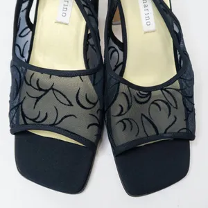 Vintage 90s Ann Marino Navy Floral Mesh Heels thumbnail 5