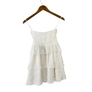 Lulus Sweet Perception White Lace Strapless Tiered Mini Dress size XXS NWT thumbnail 4