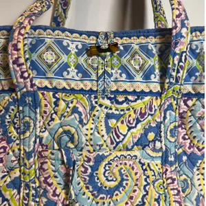 Vera Bradley Capri Blue Tic Tac Tote Quilted Paisley Shoulder Bag Large Retired thumbnail 2