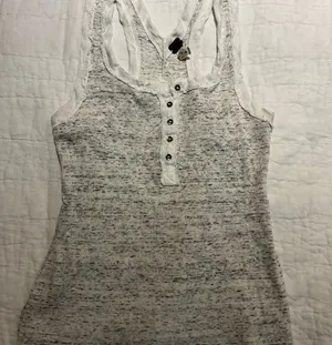 FREE PEOPLE We the Free Cotton Spandex TANK TOP Gray White Size S thumbnail 1