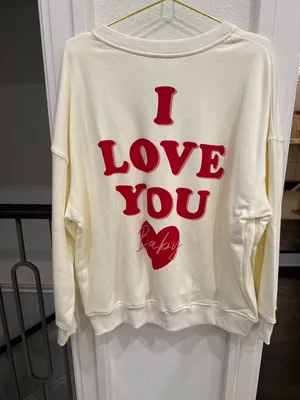 Le Lis I Love You Baby Heart Sweatshirt Ivory Red Size Large NWT thumbnail 5