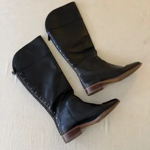 Franco Sarto‎ Roselle Black Leather Studded Tall Riding Boots Womens Size 8M thumbnail 3