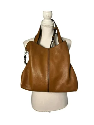 Michael Kors Downtown Astor Large Brown Pebbled Leather Shoulder Bag Chain Strap thumbnail 8