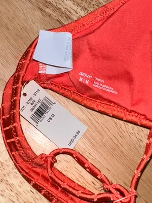 Medium Aerie Women's Ribbed Crossover Triangle Bikini Top BNWTS thumbnail 5