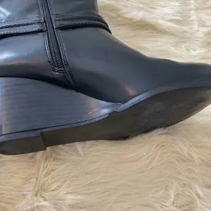 Torrid Black Harness Wedge Bootie / Mid Calf Biker Grunge Boots US 7.5 WW Wide thumbnail 5