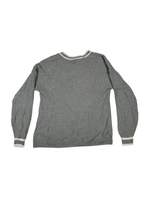 Hollister Cable Knit Pullover Sweater XS Gray V-Neck Long Sleeve Casual Style thumbnail 5