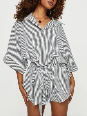 NWT Princess Polly Patron Romper Size 6 Stripe Black White NEW thumbnail 1