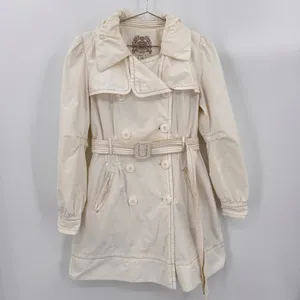 Esprit Trench Coat Ivory Cream Double Breasted Belted Y2K Waterproof Medium thumbnail 3