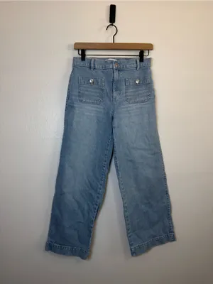 Loft Palmer Denim Wide Leg Crop Pants in Refined Blue Wash thumbnail 2