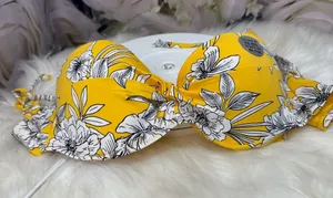 Yellow Floral Push-Up Bikini Top thumbnail 1