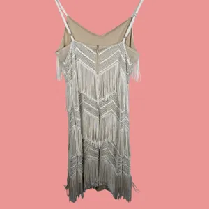 Lulu's Ivory Fringe Sequin Mini Dress Size Small Gatsby Flapper Cocktail‎ thumbnail 5