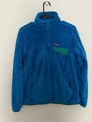 Patagonia Blue Fleece Pullover with Green Pocket Accent thumbnail 1
