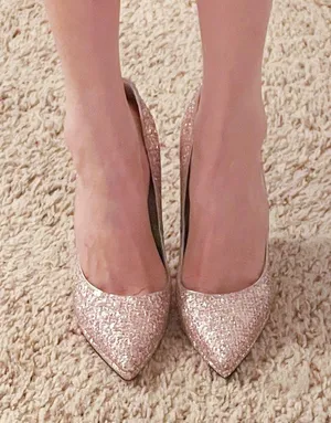 Pastel Pink Kawaii Glitter Sparkly Pointed Toe Heels Pumps Shoes thumbnail 7