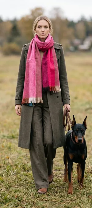 Poppy's Alpaca Scarf - Pink and Red Ombré Stripe thumbnail 1