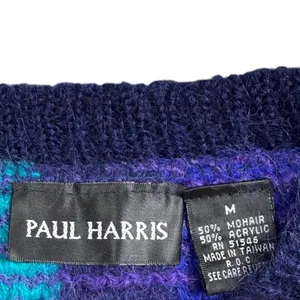 Angora (MH) Blend Sweater Women‎ Medium Blue Purple Colorblock Vtg Paul Harris thumbnail 3