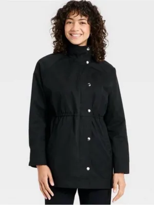 A new day Women's BlackDrawstring Waist Parka Jacket small NWT thumbnail 2