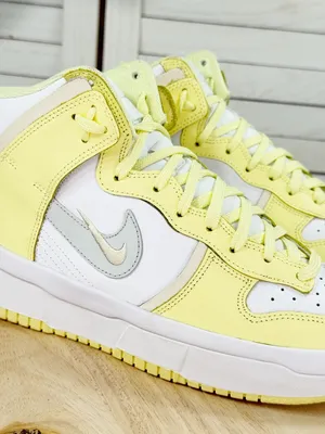 Nike Dunk High Up Sneakers White Citron Lemon‎ Yellow Womens 8 DH3718-105 thumbnail 7