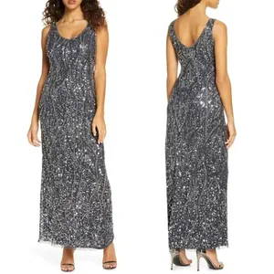 PISARRO NIGHTS Sequin & Bead Sleeveless Gown size 4 thumbnail 2