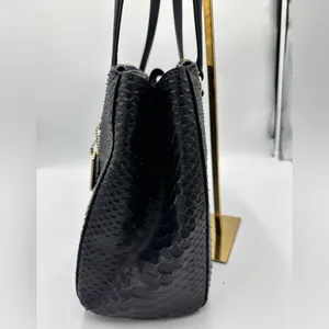 Coach Stanton Carryall handbag in stamped snakeskin leather Dark blue thumbnail 3