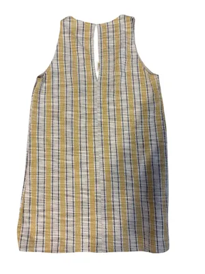 Striped Yellow & White Sleeveless Mini Shift Dress thumbnail 3