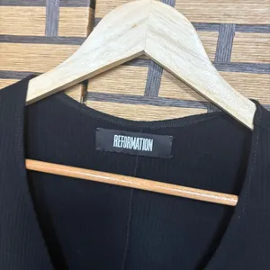 Reformation‎ Black Button Front Midi Dress thumbnail 4