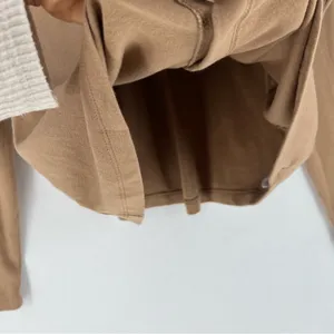 Gap Super Soft Modal Blend Modern Button Front Utility‎ Shirt Long Sleeve Tan thumbnail 6