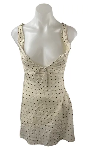 Princess Polly Cream Polka Dot Sleeveless Plunge V Neck Mini A-Line Tank Dress 2 thumbnail 1