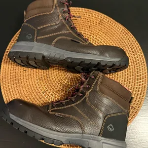 Wolverine Women's Brown‎ Leather Boots with Pink Accents composite toe size 9 thumbnail 6