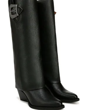 Zodiac Rowena Black Knee High Boots 9M Western Buckle Block Heel NWT thumbnail 1