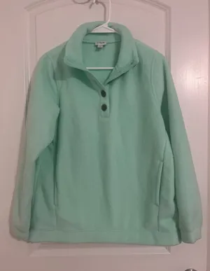 J. Crew Mint Fleece Snap-Placket Pullover thumbnail 1