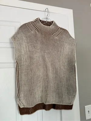 Varley Beige Ribbed Sweater Vest Top thumbnail 2