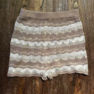 Princess Polly Leah Crochet Shorts Brown and White Stripes Size 8 thumbnail 2