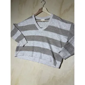 Altar'd State Striped Cropped Sweater Women's Small V Neck Soft Knit Pullover thumbnail 2