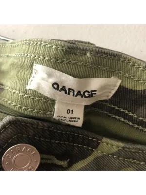 Garage Womens Camo Flare Jeans Size 01 Low Rise Distressed Hem Green thumbnail 5