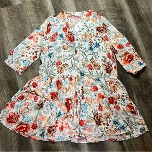 NWT Esther & Co Lanta Floral Dress Size Medium Swing Mini Dress V-Neck thumbnail 10