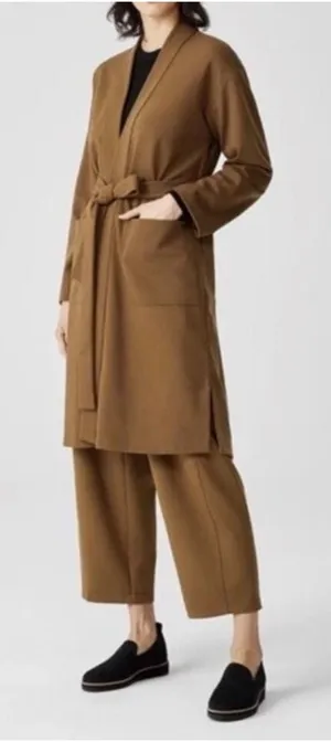 Eileen Fisher Flex Ponte Belted Jacket Cardigan Hazel Brown S thumbnail 1