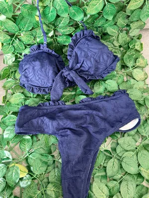 Navy Ruffled Lace Bikini Set - Women's Intimates & Swim thumbnail 1