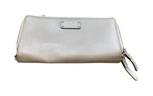Kate Spade New York Womens Tan Leather Wallet With Zip Closure & Card Slots 8x4 thumbnail 1