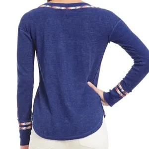 NWT Free People Blue Thermal Top thumbnail 3