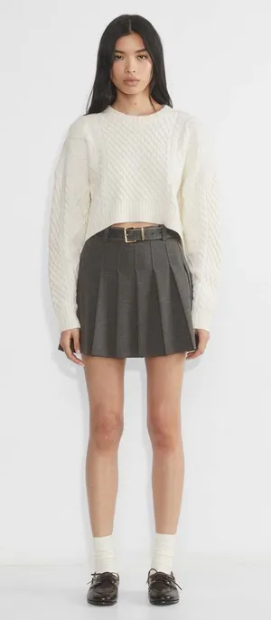 Aritzia Sunday Best Merino wool cropped cable-knit sweater thumbnail 1