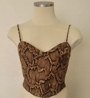 NWOT Zara snakeskin corset style cropped top thumbnail 2