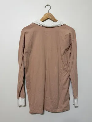 Aerie Oversized Rugby Polo Shirt Size XS Tan Long Sleeve Top thumbnail 6