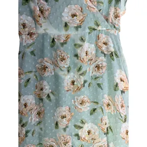 Altar’d State Green Floral Midi Dress Ruffle Sleeve V Neck No Belt thumbnail 7