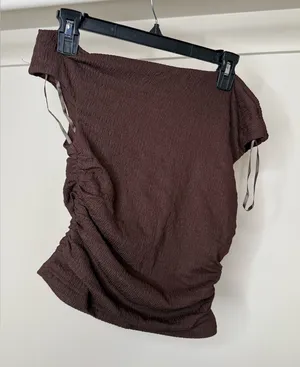 White Fox Boutique Chocolate Ruched Top thumbnail 1