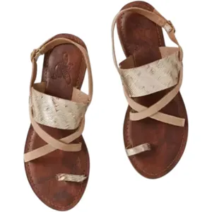 Freebird by Steven Ocean Sandals Leather Loop Ankle Strap Textured Metallic 7.5 thumbnail 1