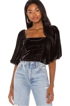 Free People Marie Velvet Open Back in Black thumbnail 1