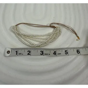 NWOT‎ Multi Strand Faux Pearl Adjustable Bracelet Layered Boho Jewelry thumbnail 4